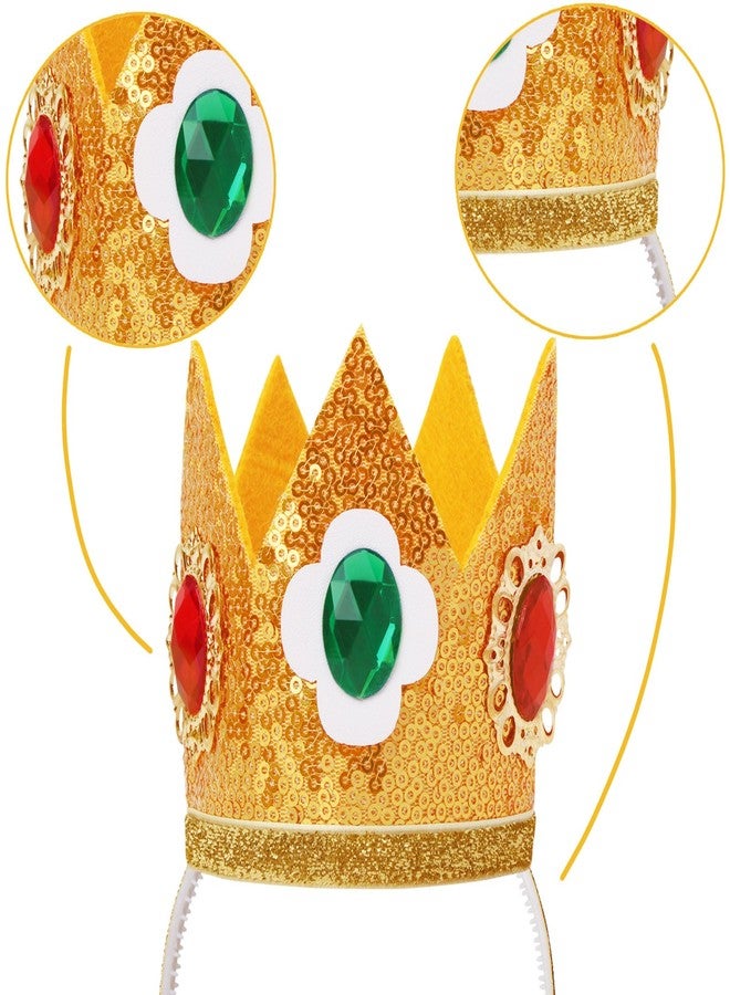 ICECUTE 4 PCS Princess Crown Accessories Kit,Include Crown/Brooch/Earring/Gloves,Princess Costume Accessories for Kids Girls Gold - Image 2